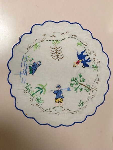 ハンドメイド 刺繍 コースター ベトナム 農村風景