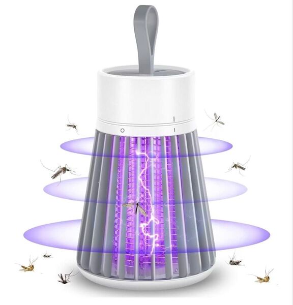 電撃殺虫器 電気蚊取り器 UV光源誘引式+電撃殺虫 usb充電式 1200mAh大容量 電撃殺虫灯 殺虫ライト オフホワイト