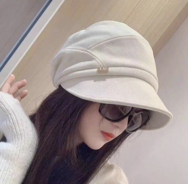 キャスケット帽子 UVカット 帽子レディース 小顔効果 韓国 無地 おしゃれ キャスケット つば広キャップ
