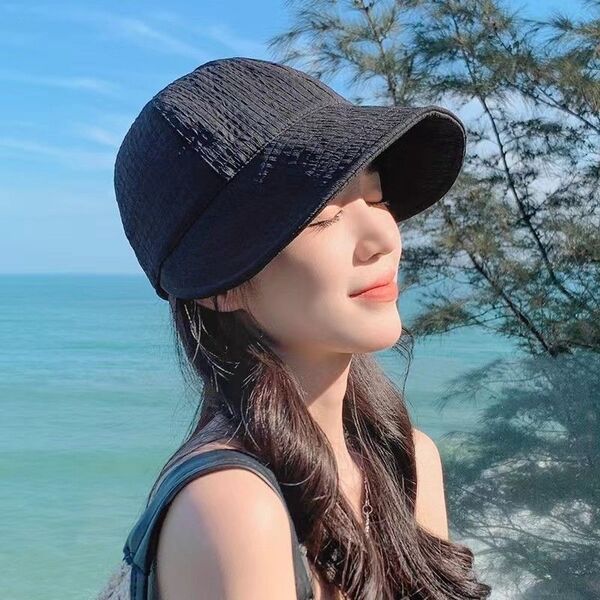 つば広帽子 キャップ UVカット 紫外線防止 レディース 折りたたみ 黒アウトドア ハット 小顔効果 紫外線対策