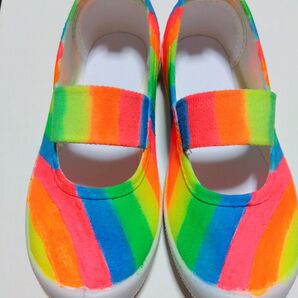 手染め上履き☆VIVIDレインボー☆15㎝
