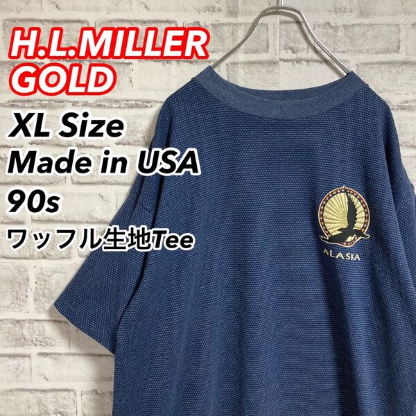 レアワッフルTee★Tシャツ90s USA製 アラスカ シングルステッチ vintage ワッフル素材 アメリカ USA 古着