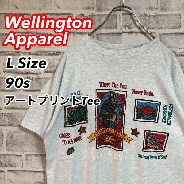 レアアートTee★ 90s Tシャツ アート シングルステッチ vintage 霜降り 海 魚 アメリカ USA 古着