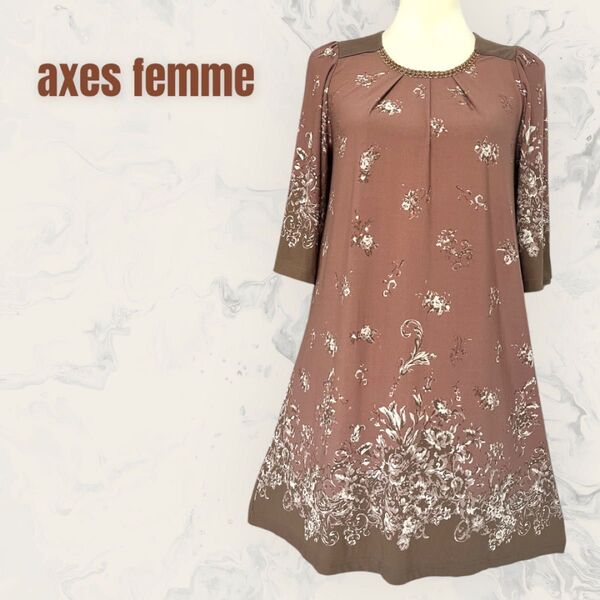 【axes femme】ワンピース ローズ柄 トロミ素材 クラシカル y2k