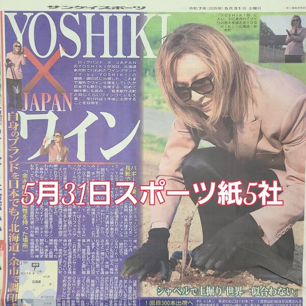 匿名配送!送料込み! 5月31日 朝刊 スポーツ紙全5社