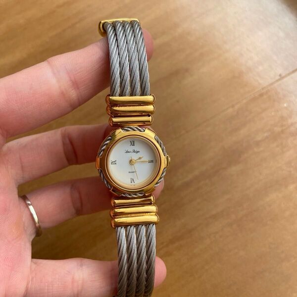 【動作確認済み】Louis Philippe レディース腕時計 ゴールド×シルバー 上品ブレス クォーツ 稼働品