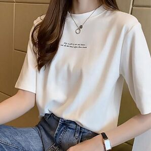 ★新品★ T シャツ レディース トップス 5分袖 ゆったり カジュアル
