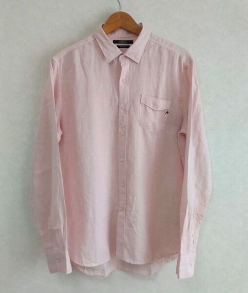 【極美品】REPLAY メンズ 長袖 リネン レギュラーカラーシャツ XL ピンク
