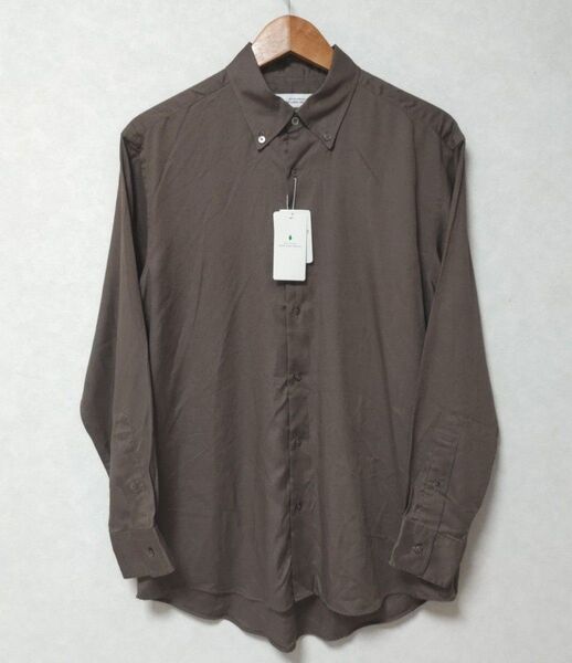 【新品】GREEN LABEL RELAXING メンズ レーヨン ボタンダウン リラックスシャツ M ブラウン