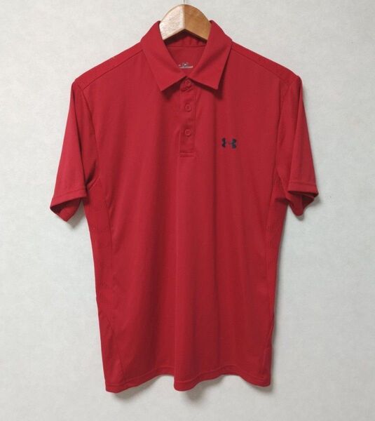 【極美品】UNDER ARMOUR メンズ 半袖 ゴルフ ポロシャツ L レッド