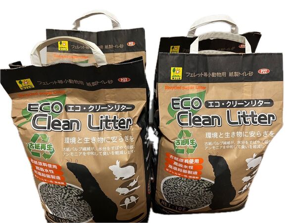 ECOクリーンリター フェレット 小動物 トイレ砂 紙製 4袋