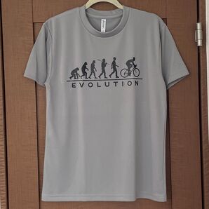 ドライ Tシャツ 自転車 Mサイズ メンズ レディース 半袖 ロードバイク おもしろ 進化論 ティシャツ 半袖Tシャツ
