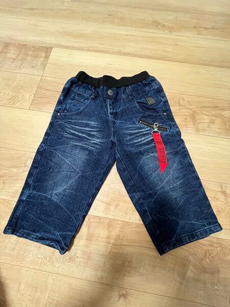 キッズ 150 デニムパンツ ジーンズ ジーパン 半ズボン 子供服 子ども服 ハーパン ショートパンツ 濃いネイビー