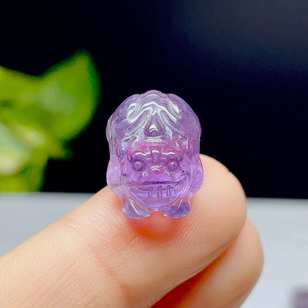【超美品】貔貅 ヒキュウ アメジスト 紫水晶 置物 天然石 穴なし 6