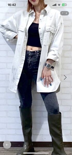 JEANASIS ハクプリントデニムBIGシャツジャケット