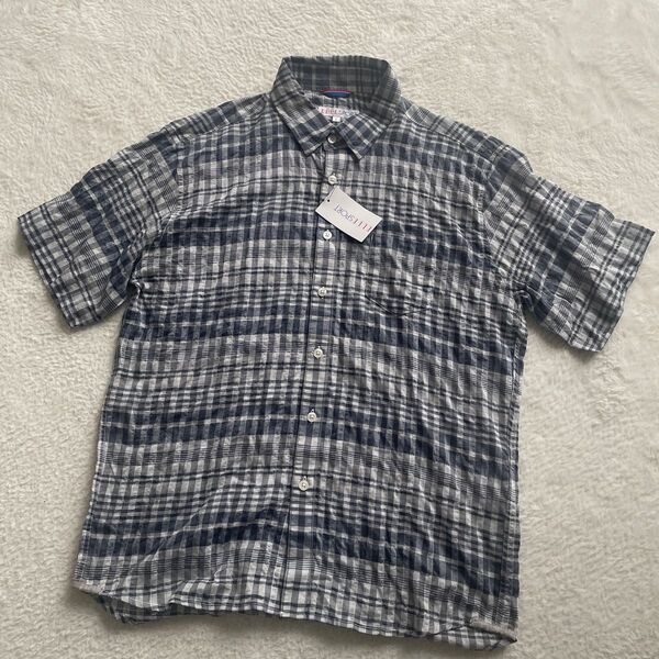 新品 ELLE SPORT メンズ チェック シャツ 半袖 L