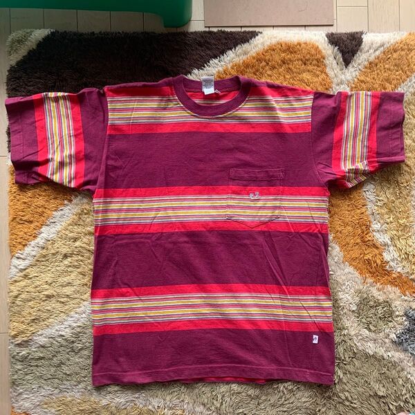 70's 80's HANGTEN マルチボーダーTシャツ USA製 L