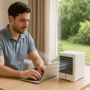 未使用 USB ミニエアクーラー KY-0818 卓上冷風扇 タイマー付