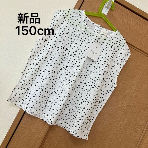 新品 子供服 キッズ リネン 150cm 半袖トップス トップス 夏服 夏物 ダルメシアン柄