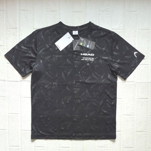 【新品】タグつき HEAD ヘッド メッシュ半袖Tシャツ サイズL メンズ ブラック 総柄デザイン 抗菌防臭 吸水速乾 ゆったり
