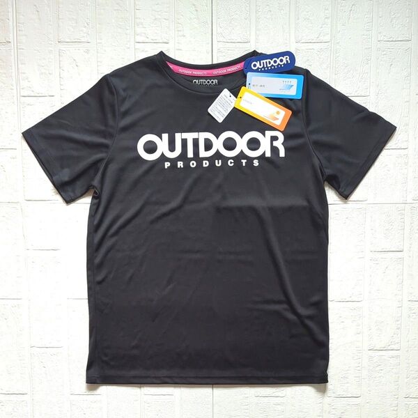 【新品】タグつき OUTDOOR アウトドア メッシュ半袖Tシャツ サイズL ブラック 吸汗速乾 UVカット レディース