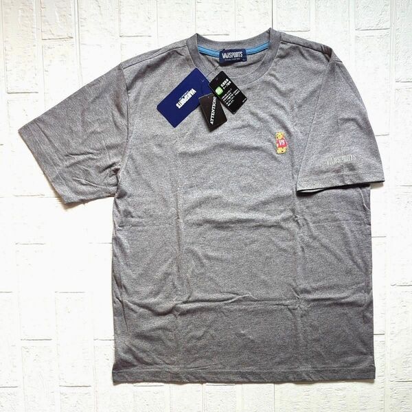 【新品】タグつき VAN SPORTS ヴァンスポーツ 半袖Tシャツ サイズL メンズ チャコールグレー 抗菌防臭 ベア刺繍 ロゴ