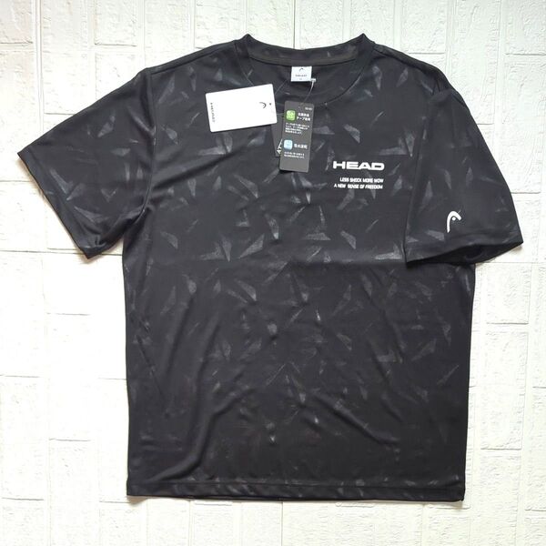 【新品】タグつき HEAD ヘッド メッシュ半袖Tシャツ メンズ サイズLL XL ブラック 総柄デザイン 抗菌防臭 吸水速乾