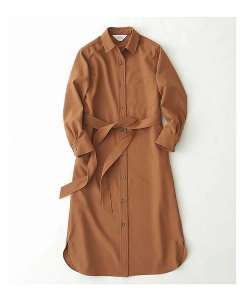 Soeju ソージュ ソフトオックスシャツワンピース テラコッタブラウン XS