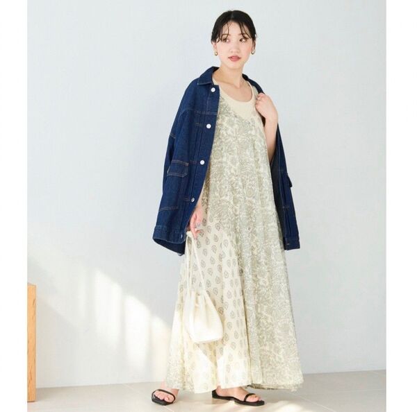 FREAK'S STORE インド 花柄 プリント 切り替え キャミワンピース