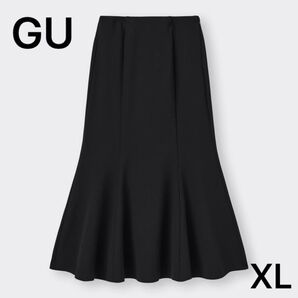 【美品】GU カットソーマーメイドロングスカート ブラック XL