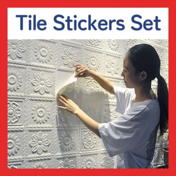 20枚セット 花柄タイル風 壁紙シール インテリア 模様替え DIY タイルステッカー リビング 立体