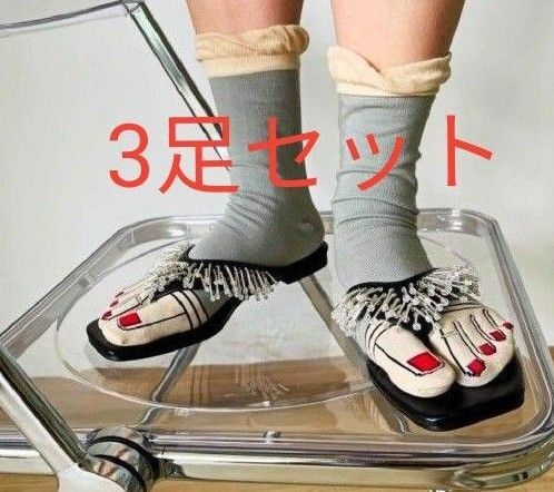 3足セット 足袋 ソックス マニキュア レディース 靴下 ソックス くつ下 くつ下セット グレー 白 黒 ソックスセット サンダル