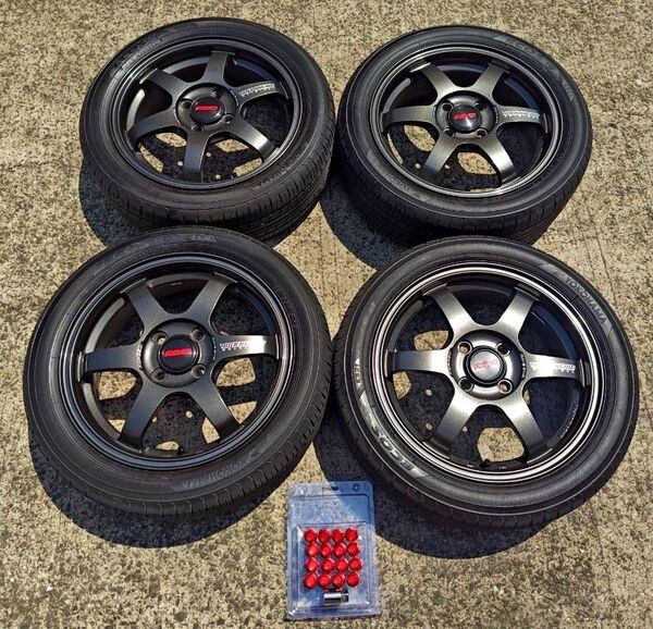 レイズ TE37ソニック★バリ山国産ヨコハマタイヤ付★軽自動車無加工!美品! PCD100 VOLKRACING RAYS