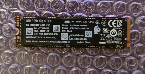 M.2 2280 SSD NVMe 1TB 正常動作品