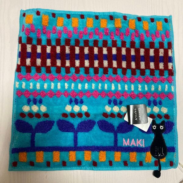 マタノアツコ タオルハンカチ 黒猫 Atsuko Matano