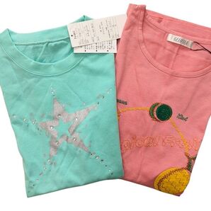 ミントグリーン 星デザイン GELOSLA ピンク トロピカル M 半袖 Tシャツ