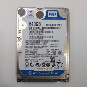 WD HDD 2.5インチ 640GB 使用時間 954時間