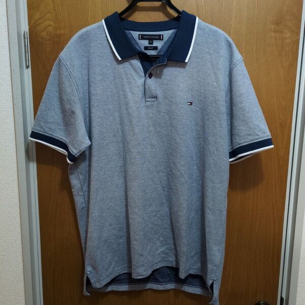TOMMY HILFIGER ポロシャツ XL グレー/ネイビー