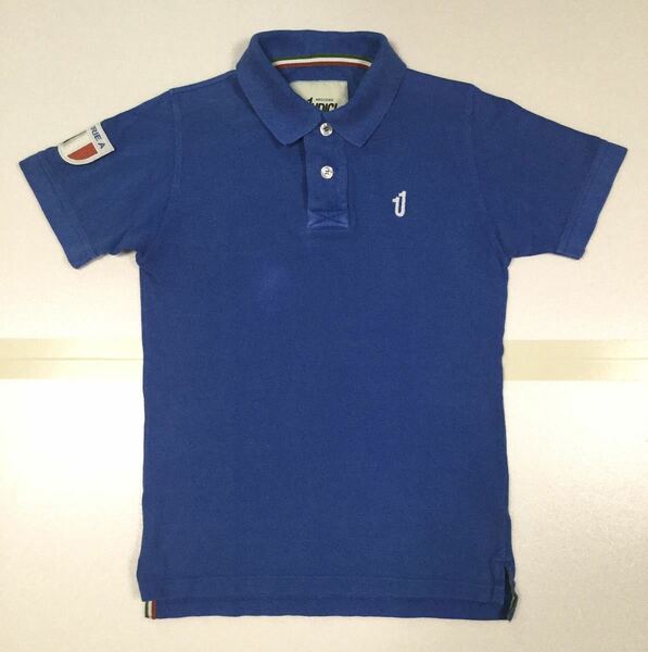 8.5@ 良品「UNDICI」“SERIE-A” 鹿の子地 半袖ポロシャツ Blue SIZE:XS イタリア製