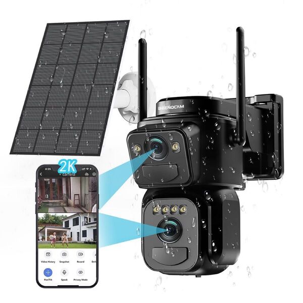 防犯カメラ 屋外 ソーラー ワイヤレス WiFi 300万高画質 360度全方位