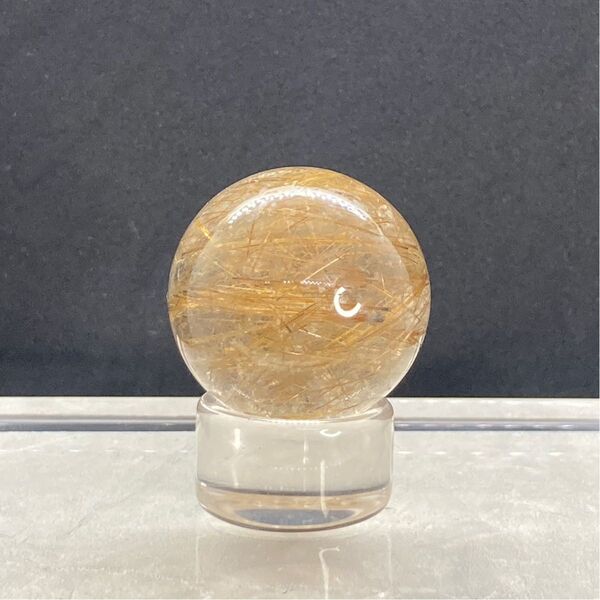 天然石ルチルクォーツ 丸玉31.8mm台座付