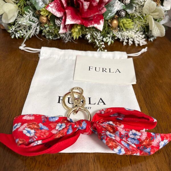FURLA キーホルダー リボンモチーフ レッド 未使用