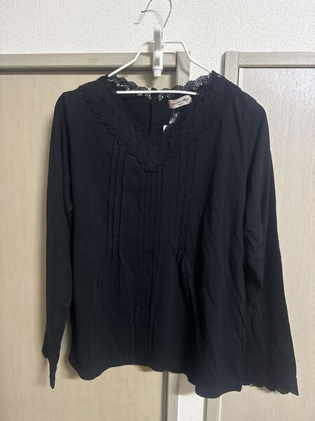 新品 SM2 Vネックレース カットソー 長袖 トップス 黒 ブラック Samansa Mos2 サマンサモスモス