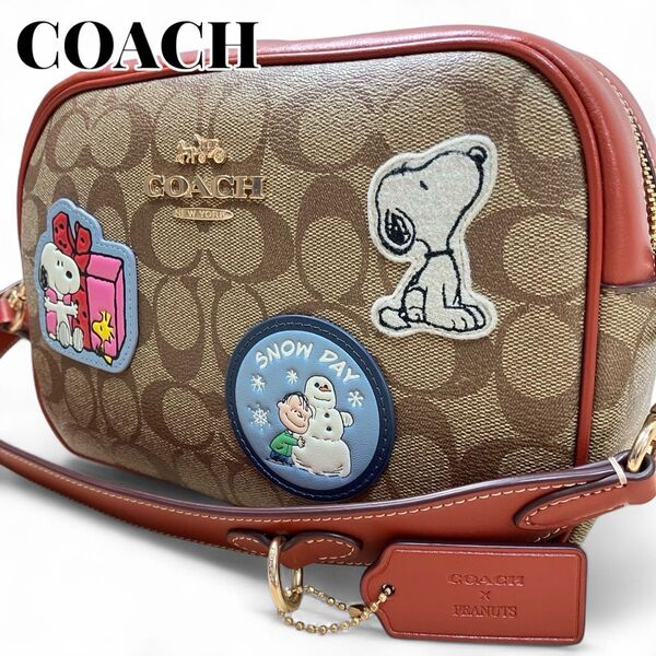 【未使用級】COACH カメラバッグ ショルダーバッグ ジェイミー スヌーピー シグネチャー PVC レザー