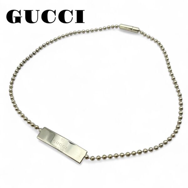 GUCCI グッチ チョーカー ネックレス アクセサリー チェーン プレート ロゴ GG SV925