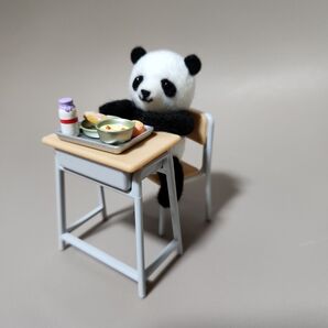 パンダと懐かしの昭和の学校給食セット ミニチュア