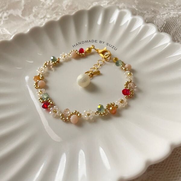 【ハンドメイド】レトロテイストなデイジーブレスレット
