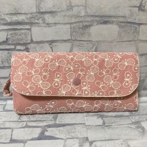 ハンドメイド 刺繍 長財布 ピンク