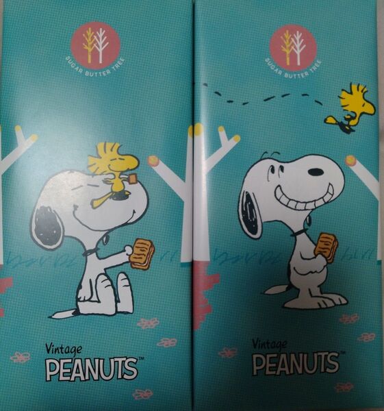PEANUTS×「シュガーバターの木」コラボレーション スヌーピー柄2箱セットゆうパケットポスト発送強引に投函する為箱変形可能性有