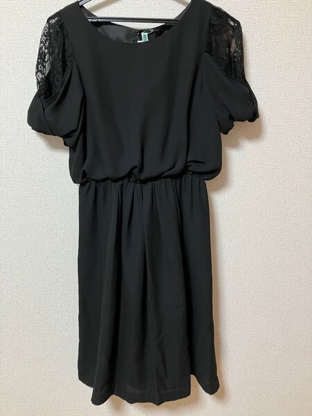 美品 レース袖 ロングワンピース 結婚式 お祝い ロペピクニック
